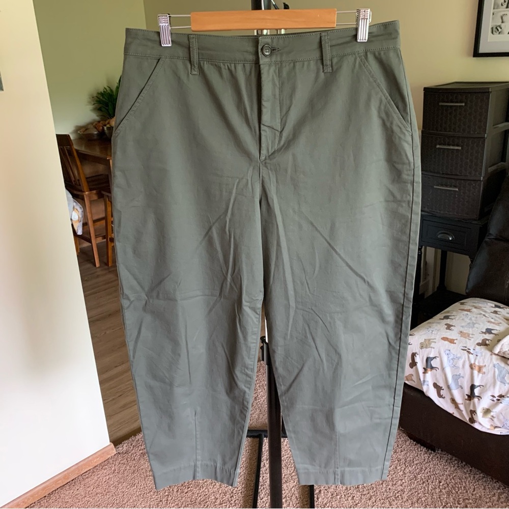 Evereve Wide Barrel Leg Cropped Chino Pant 32